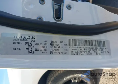 2016 Ram 1500 Tradesman z USA, uszkodzony, nr VIN 1C6RR7SM6GS236387